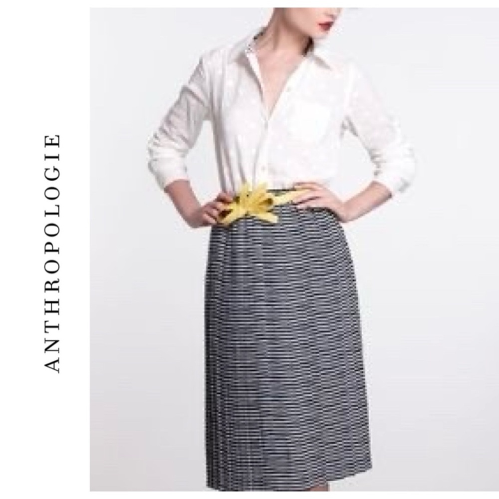 Anthropologie Hey There By Karen Walker Pleated black and White Midi Skirt